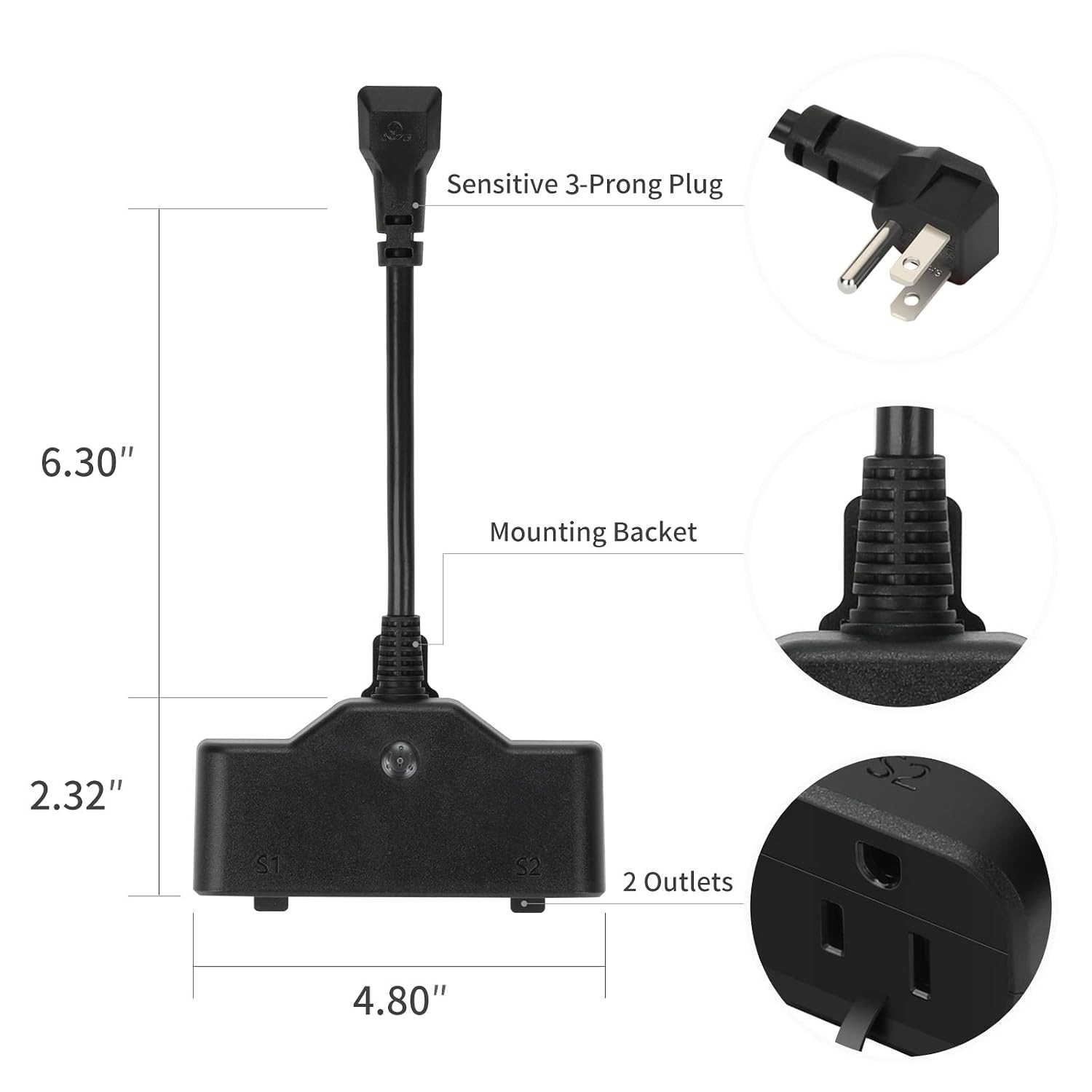 15A Outdoor Smart Plug, Heavy Duty Smart Home Wi-Fi Outlet Timer, Outlet with 2