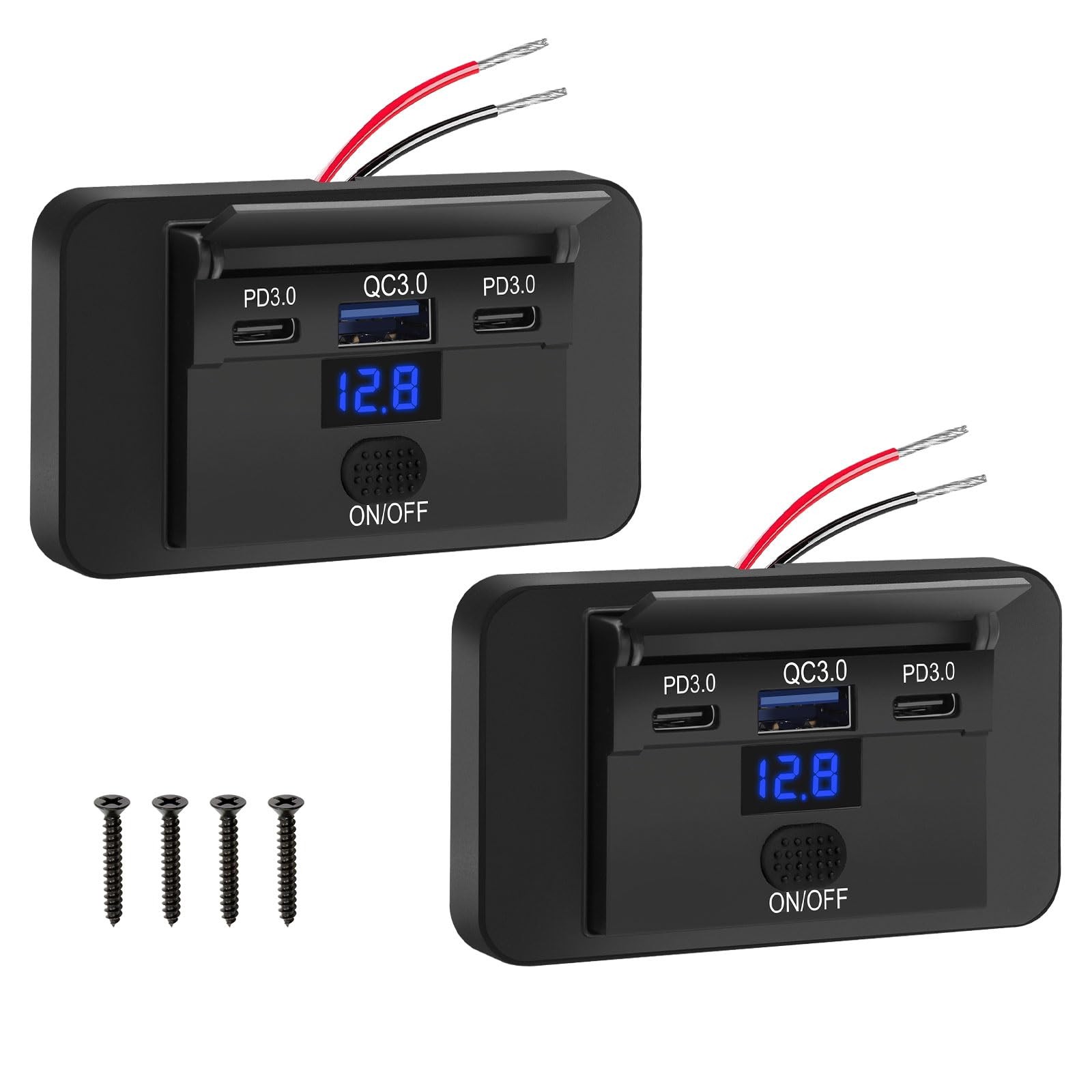 Linkstyle 12V USB Outlet, Dual 36W PD3.0 & 18W QC A Ports, Car 2PCS