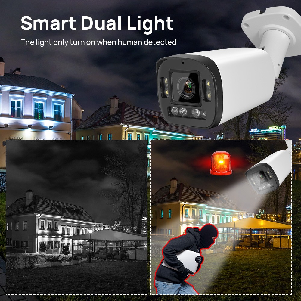 VIKYLIN Dual light Color Bullet 5×ZOOM POE 8MP PTZ Camera Onvif Outdoor viewer