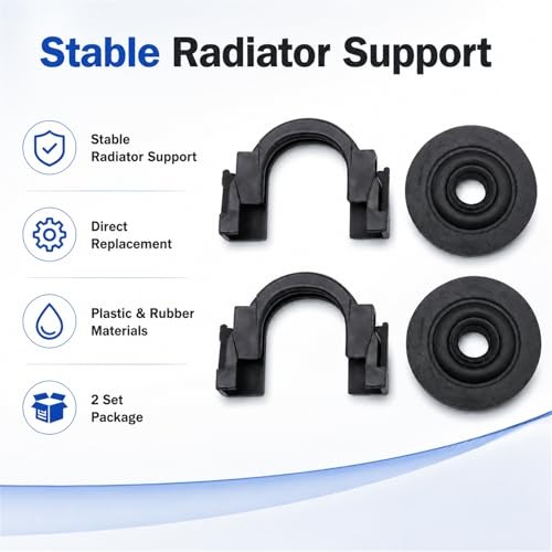 2 Set Upper Radiator Mount Bracket and Rubber Bushing, Compatible with Nissan