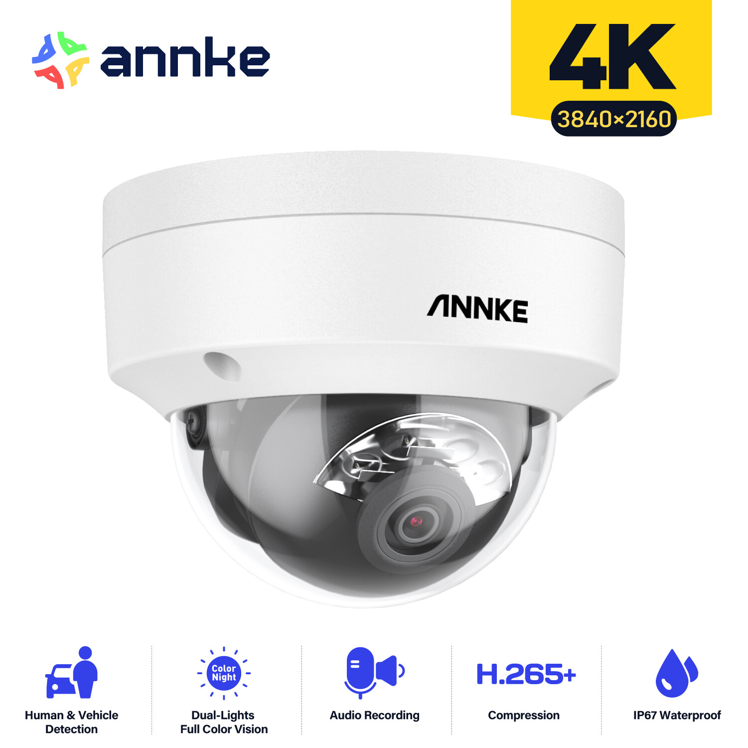 ANNKE 4K PoE Security IP Camera C800 Outdoor AI Color Night Audio Recording IP67