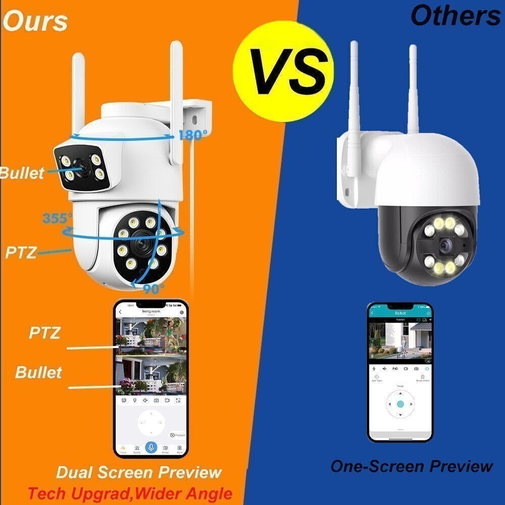 Dual Lens Wireless CCTV System Outdoor 4MP Security Camera WiFi with Hard Drive