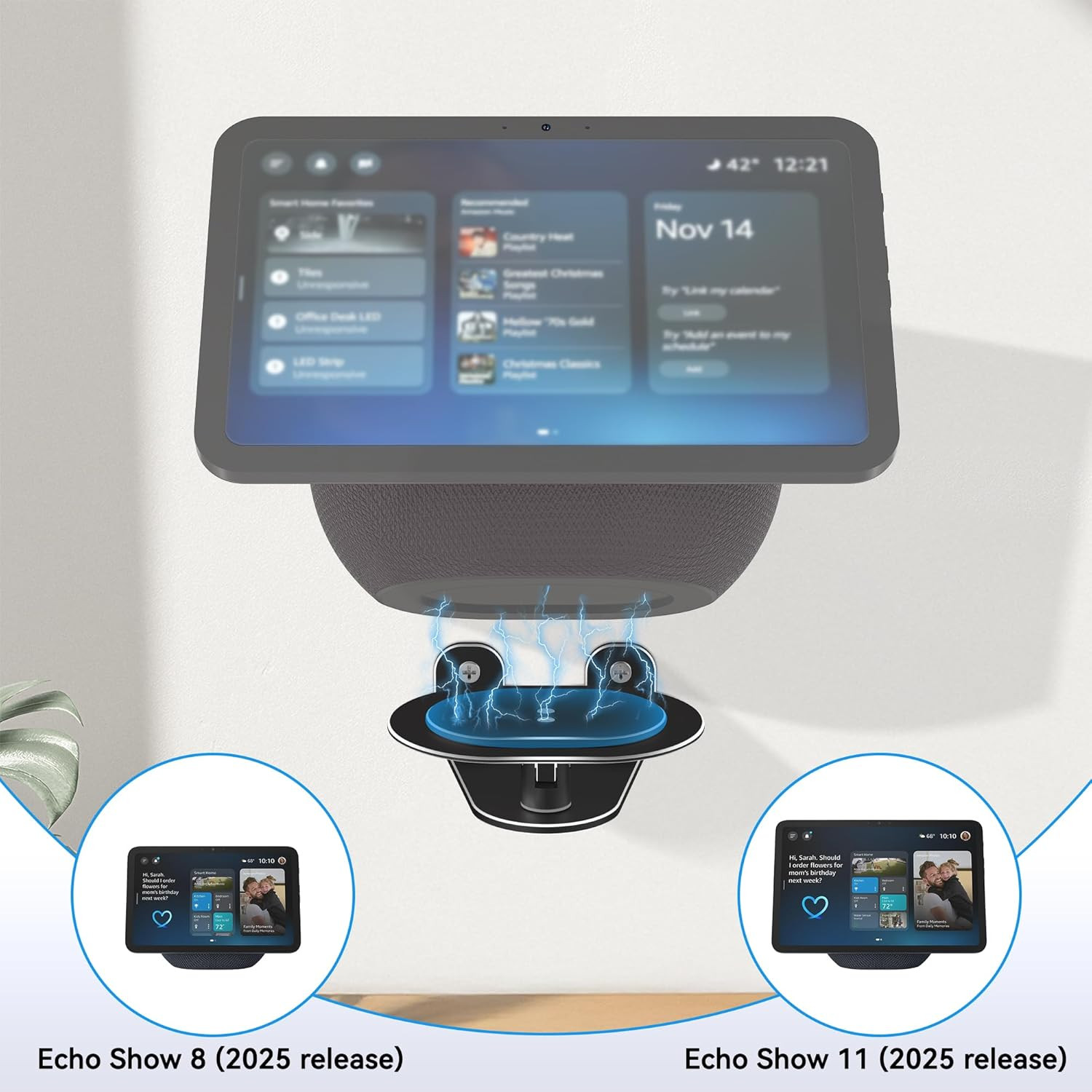 Wall Mount for Echo Show 8 & Echo Show 11 (2025 Release), Adjustable Tilt and Sw