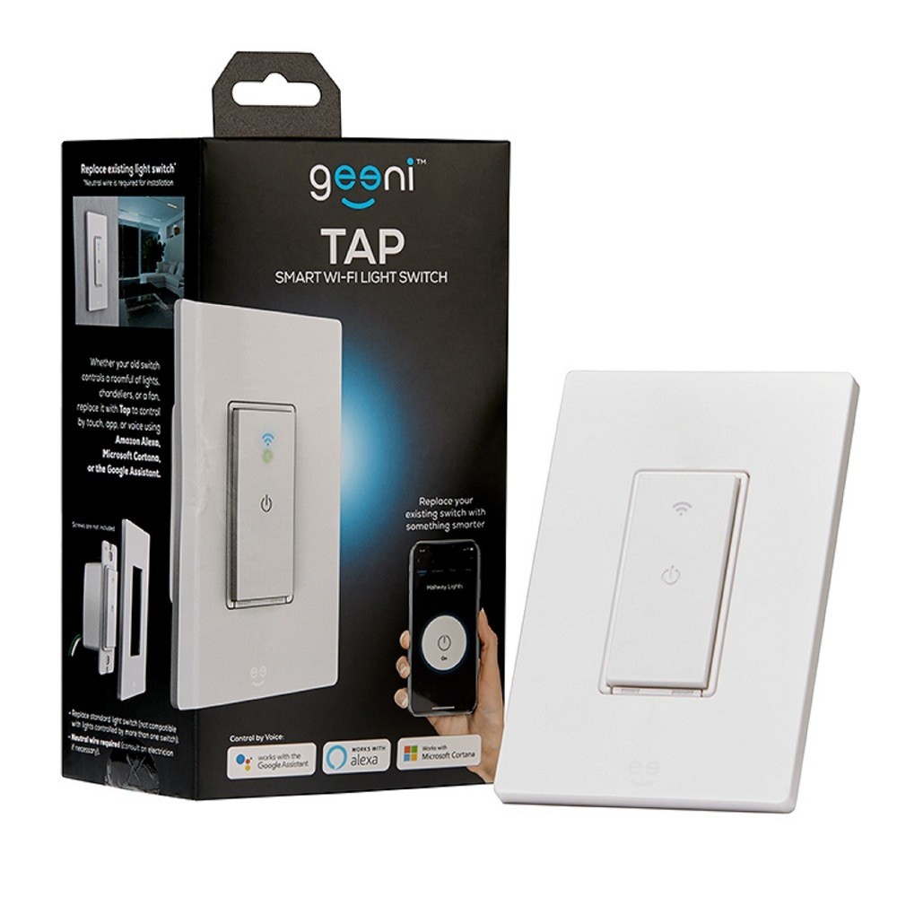 Geeni TAP Smart Light Switch WiFi Alexa Google 2.4GHz Neutral Wire Required