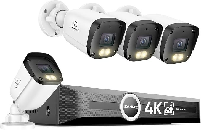 SANNCE 4K 8MP PoE Security Camera System – 8CH 8MP NVR with 4PCS 4K Cameras