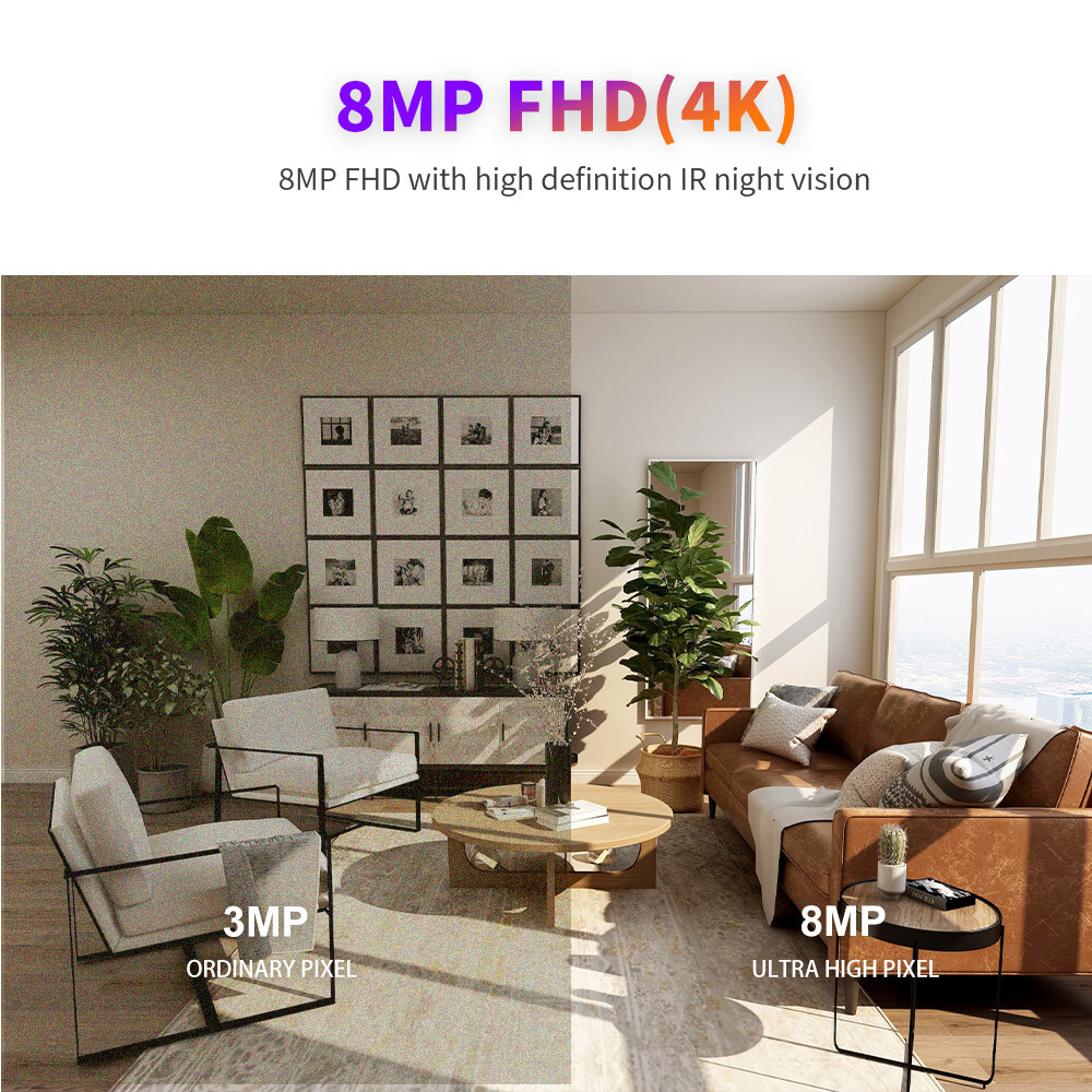Skyworth H80 Pro 4K 8MP Indoor Security Camera 2.4 & 5 Ghz Pet Baby Monitor PTZ