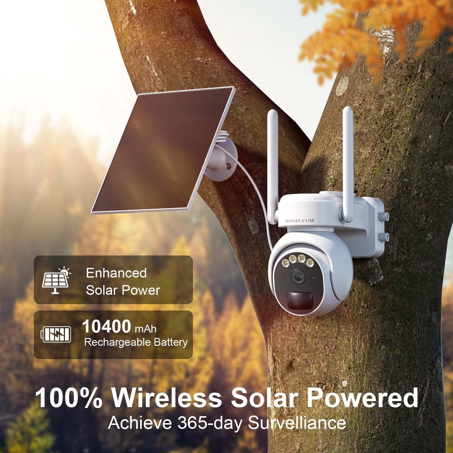 4G LTE Cellular Security Camera Outdoor Off Grid Solar 360 PTZ 2K 2 Cameras