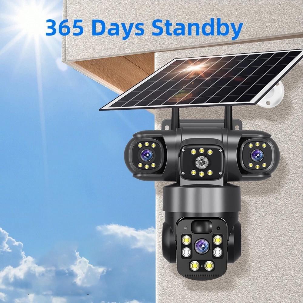 V380PRO 3 Lens 6MP Solar Home Security Camera Outdoor Wifi Wireless PTZ CCTV US