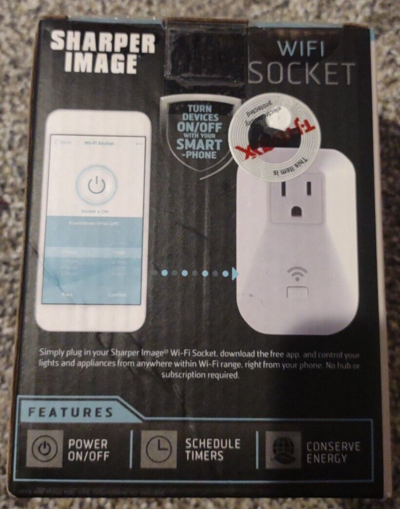 NEW Sharper Image Wi-Fi Socket Outlet Smart Wireless Smartphone iPhone Android