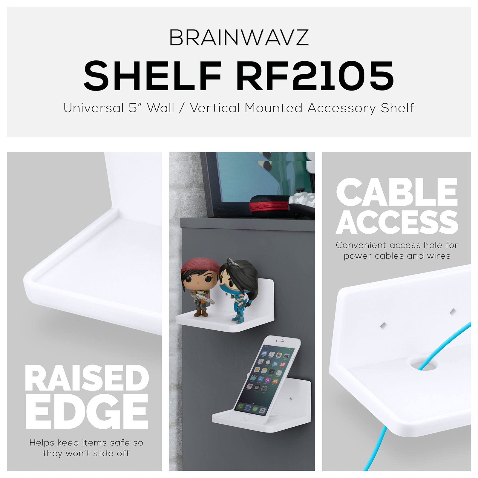 5” Small Floating Shelf, Adhesive & Screw in, for Bluetooth Speakers, Cameras…