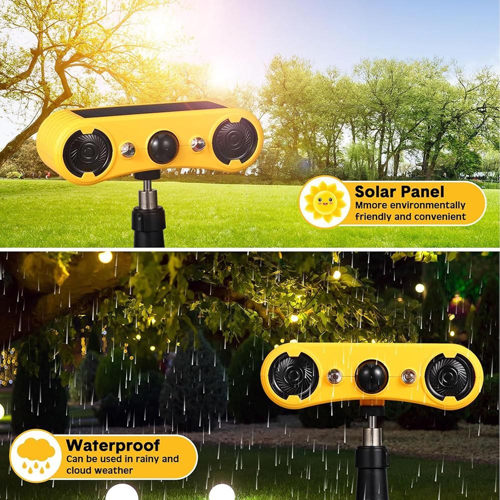 Solar Outdoor Motion Sensor Alarm 2*130db Ultrasonic Siren with 4 Modes Flashing