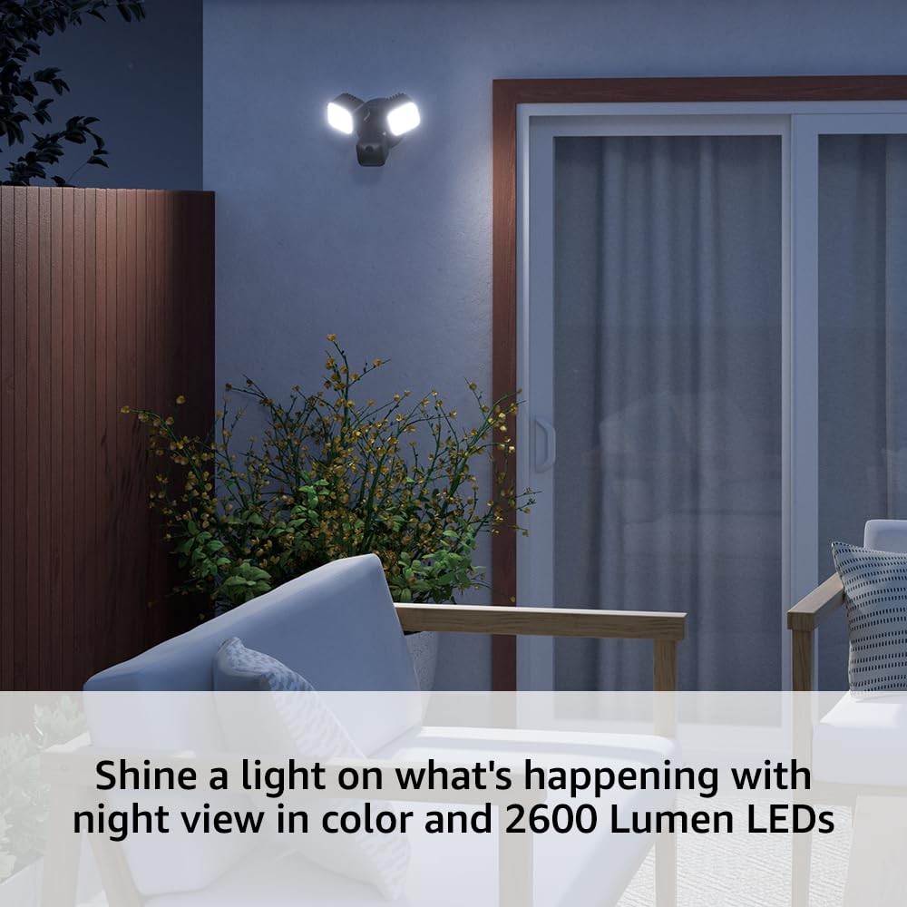 Blink Wired Floodlight Camera – Smart security camera, 2600 lumens, HD Black