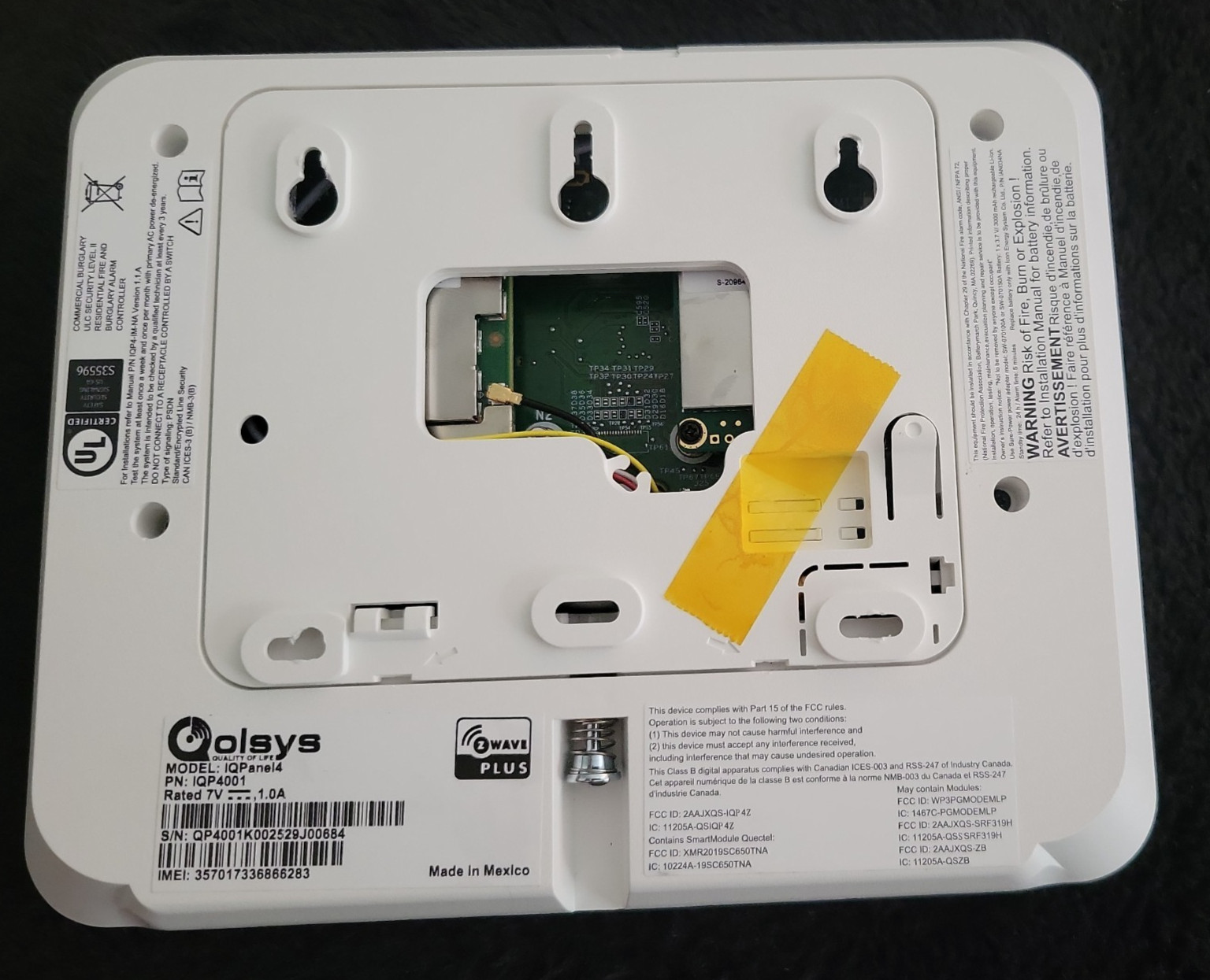 QOLSYS iQ4 iQP4001 WIRELESS ALARM SYSTEM VERIZON LTE 319Mhz