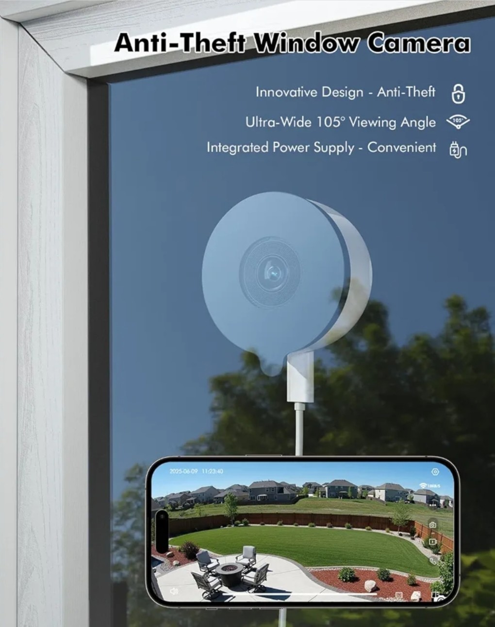 3MP 2K WiFi Window Camera 2 Pack with Color Night Vision.