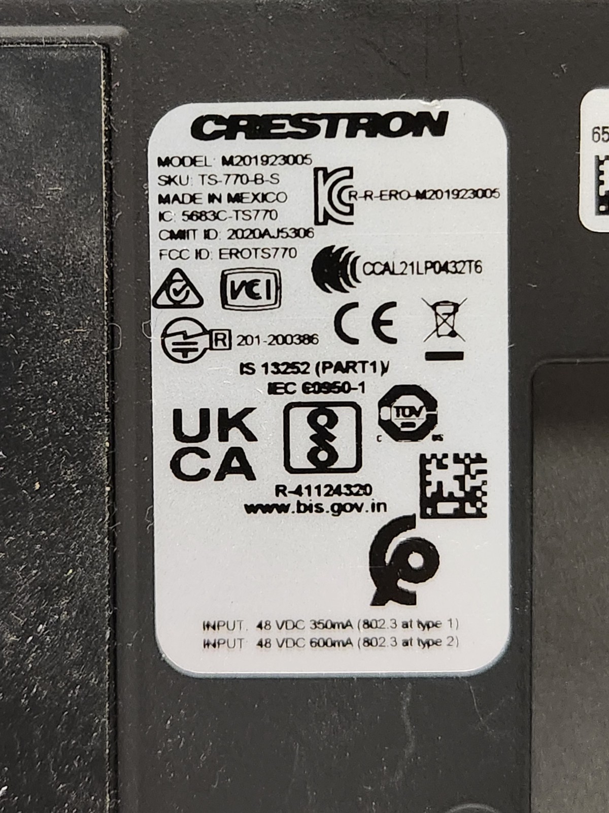 Crestron TS-770-B-S 7″ Tabletop Touch Screen PoE (M201923005)