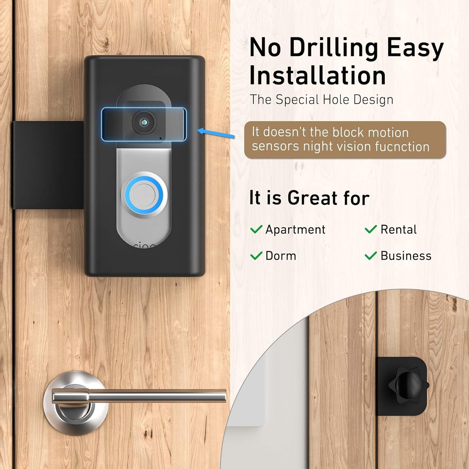 Anti Theft Video Doorbell Mount Bracket Holder Home Rentals 4/3/3 Plus 2021/2023