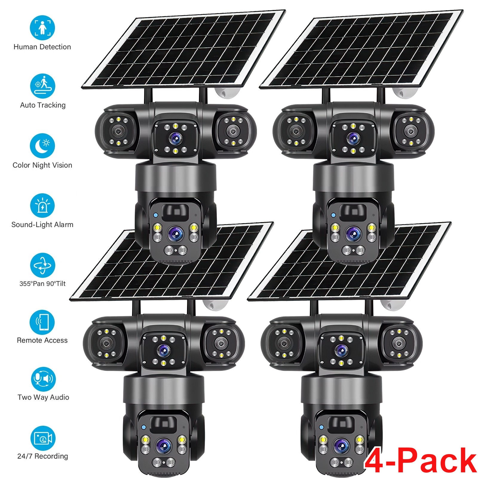Solar Battery Power Wireless Security Camera System WiFi IP Outdoor Surveillance