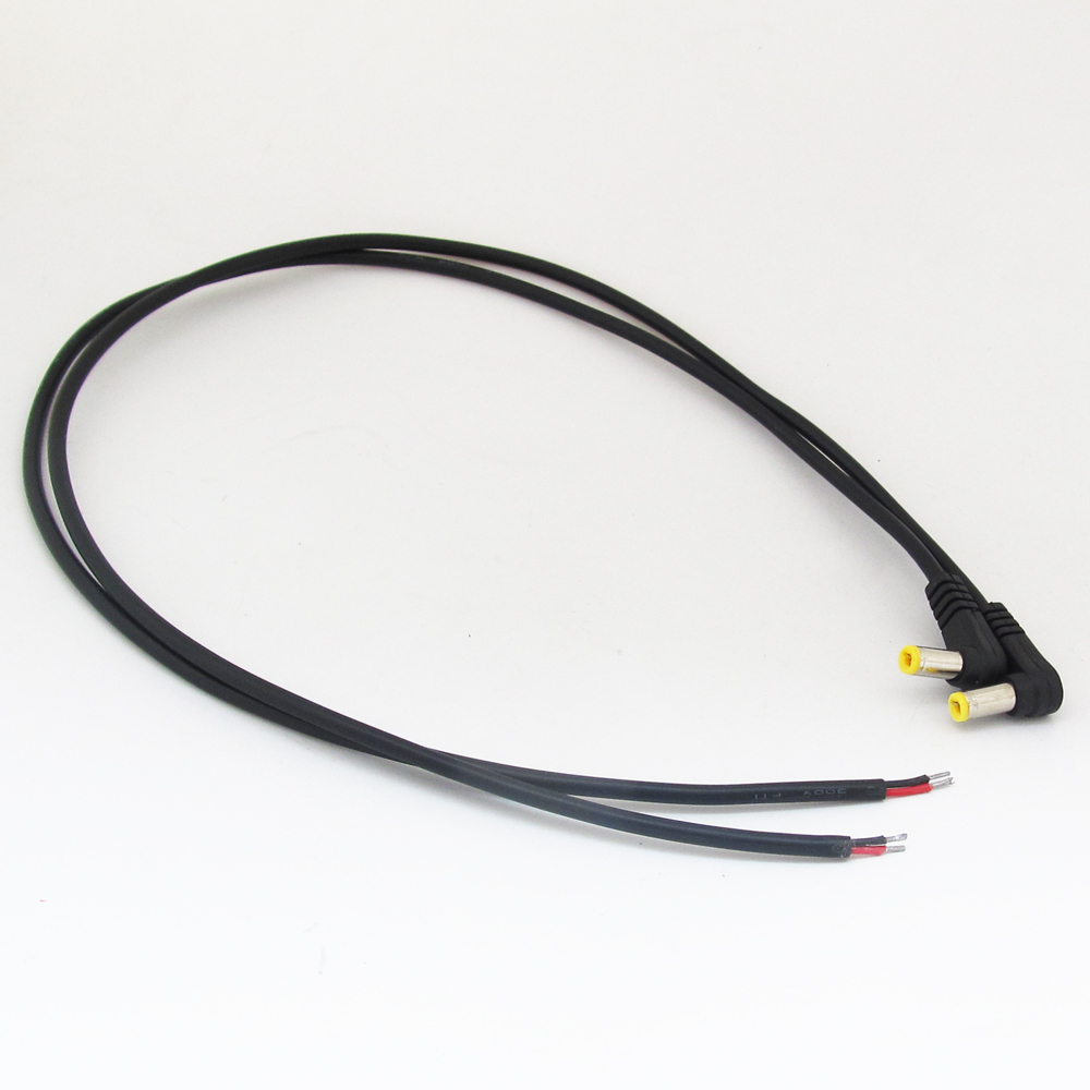 1pc 50cm 22AWG DC Power Cable Right Angle 5.5×2.1mm 2.1mm DC Male For CCTV