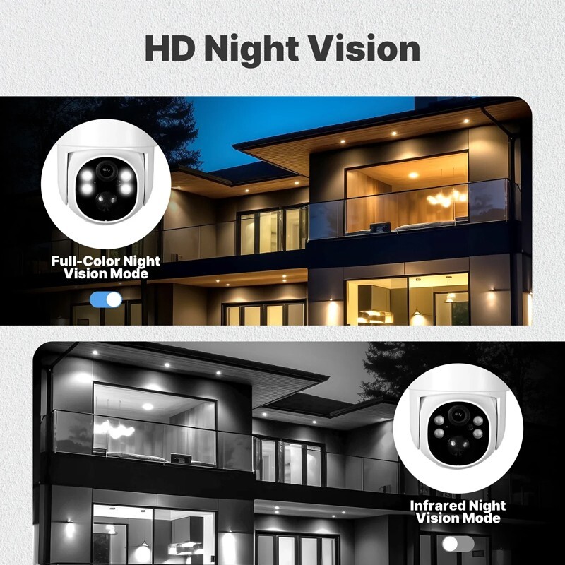 4pcs-Outdoor Security Camera 2K HD Solar Cloud IP Waterproof Night Vision 2.4Ghz