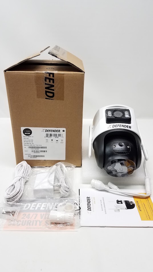 Defender AI Powered Guard Pro 3K Plus PTZ Dual Lens Security Camera 64GB