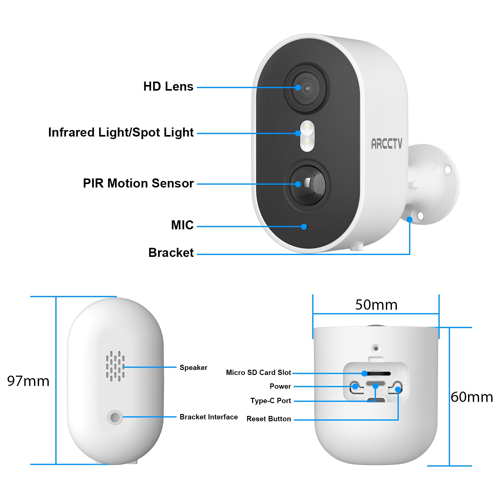 ARCCTV 4MP Solar Battery Powered WiFi Security Camera Home Outdoor Wireless CCTV