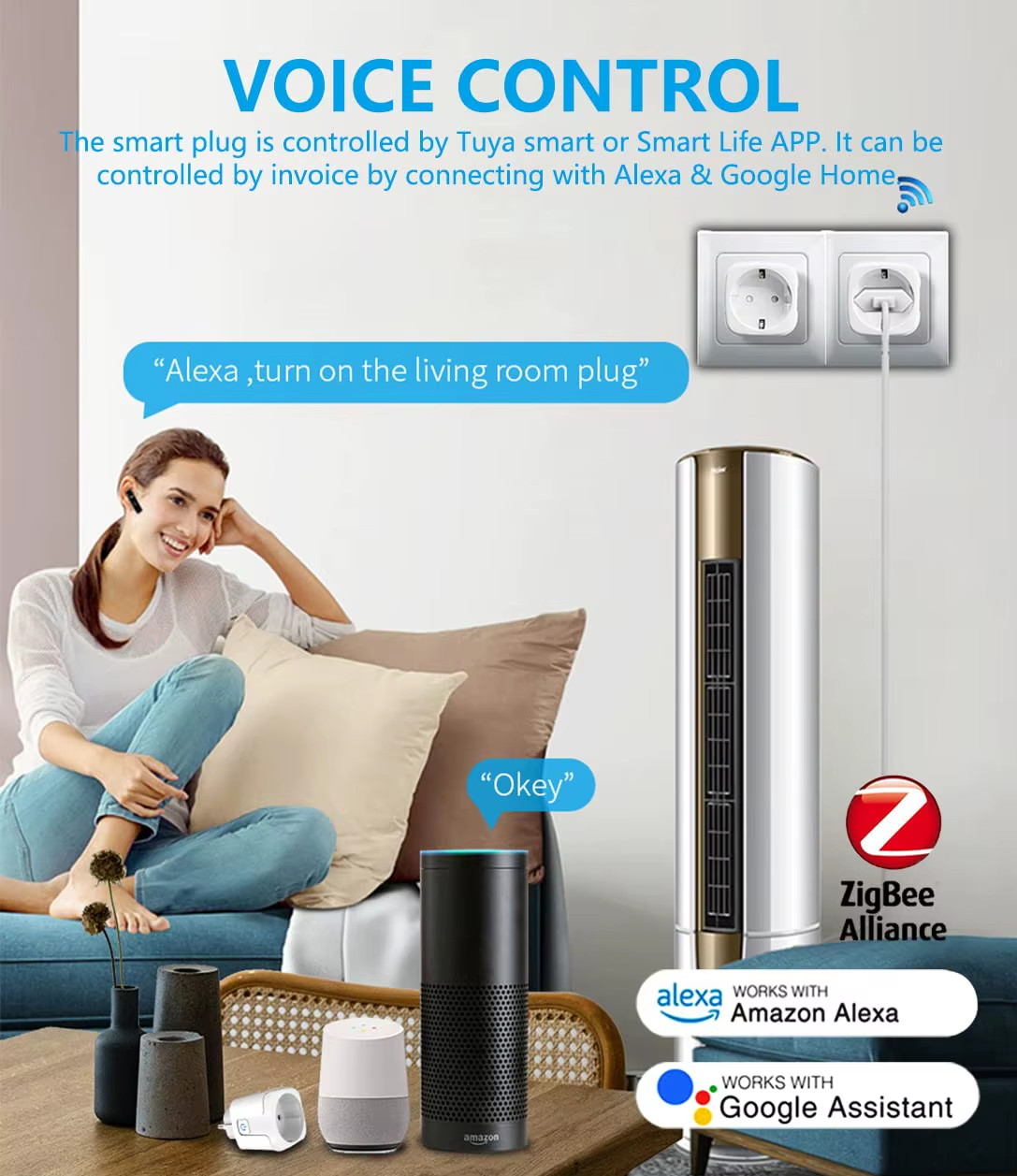 Tuya Smart Zigbee 3.0 Power Plug 16A/20A EU Outlet 4400W Meter Remote Control Wo