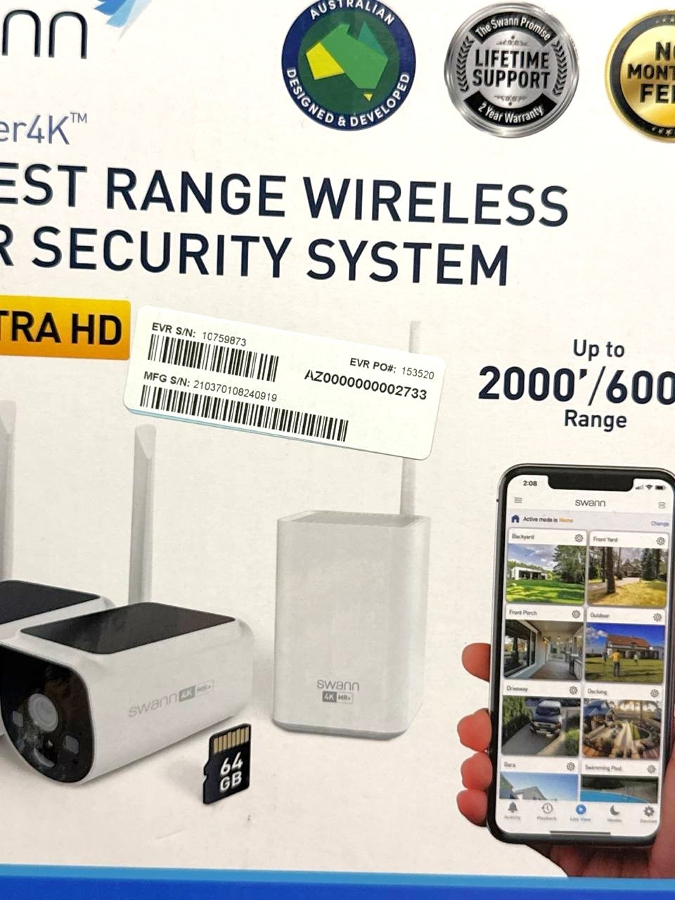 Swann MaxRanger Wi-Fi NVR Camera System 64GB MicroSD Card – AS IS – SWNVK-MAXV2S