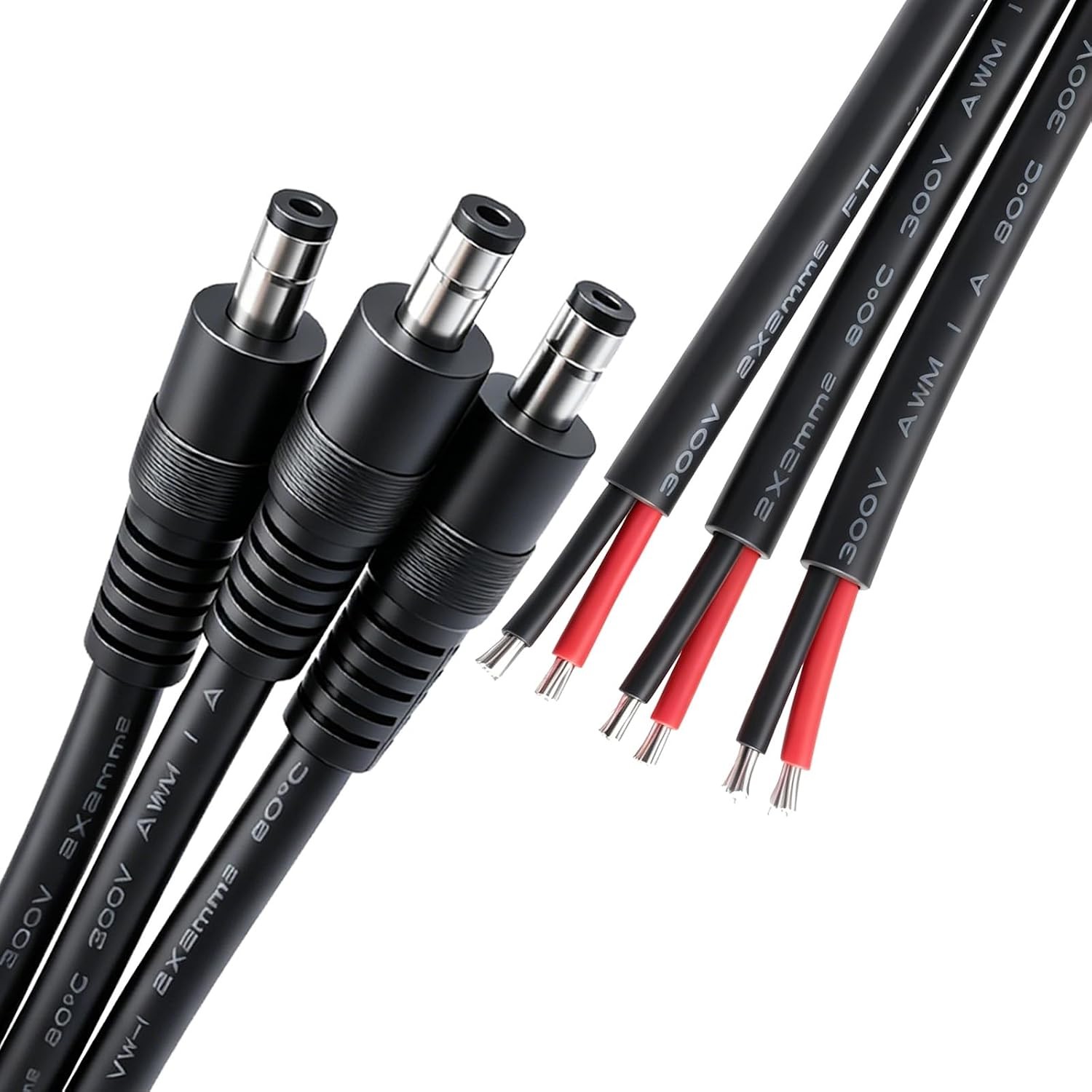 0.8FT 5.5mmx2.1mm 14AWG Pigtail Cable, 12V/24V Male Repair DC Power Cable DC5521