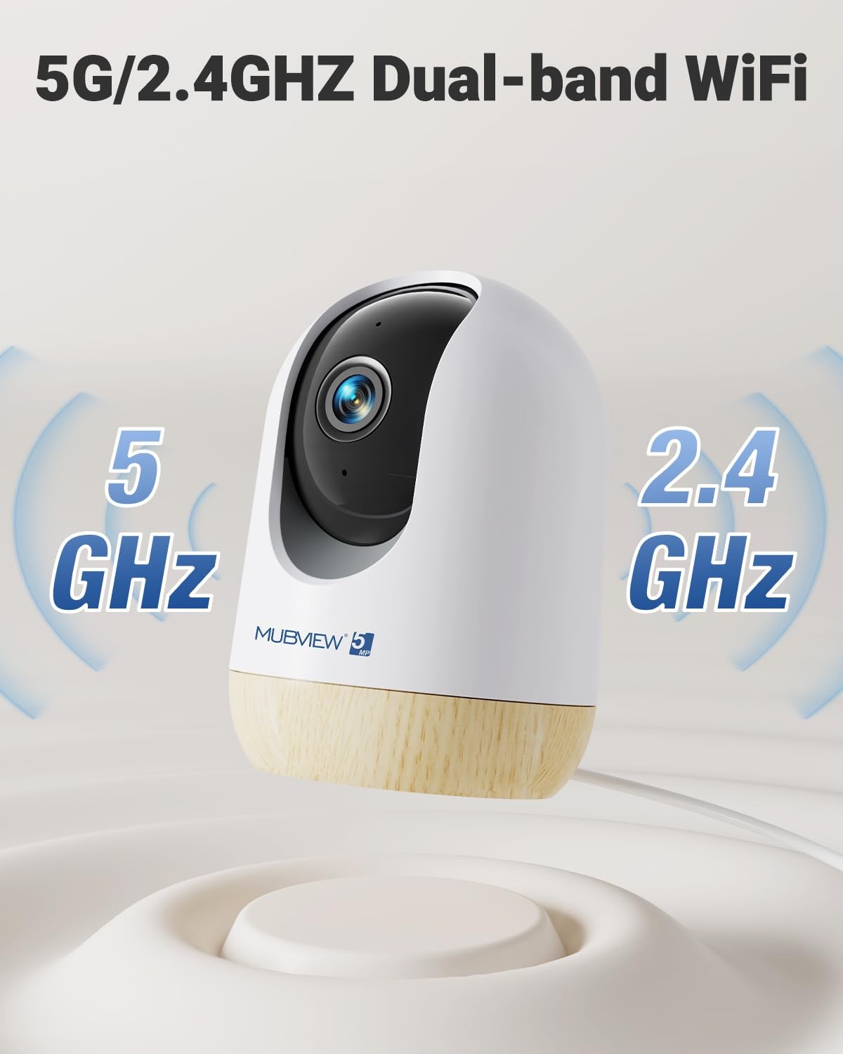 MUBVIEW 5MP Indoor Security Cameras, 4 PCS, Yellow 5GHz & 2.4GHz WIFI