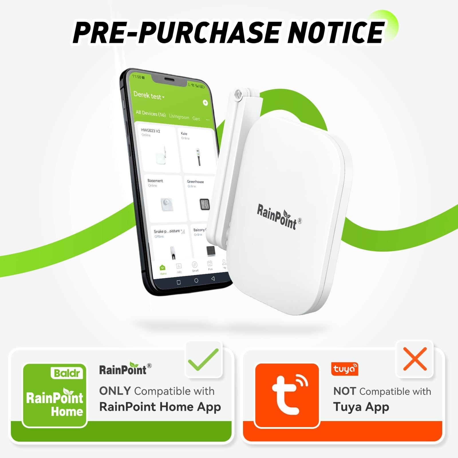 RAINPOINT 2.4GHz Mini WiFi Gateway Hub, App Control, RAINPOINT System Only, Gen2