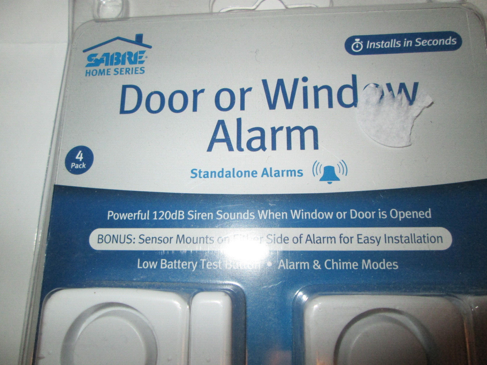 Sabre Door or Window Alarm, 4-Pk., 120dB, Model# HS-DWA-4