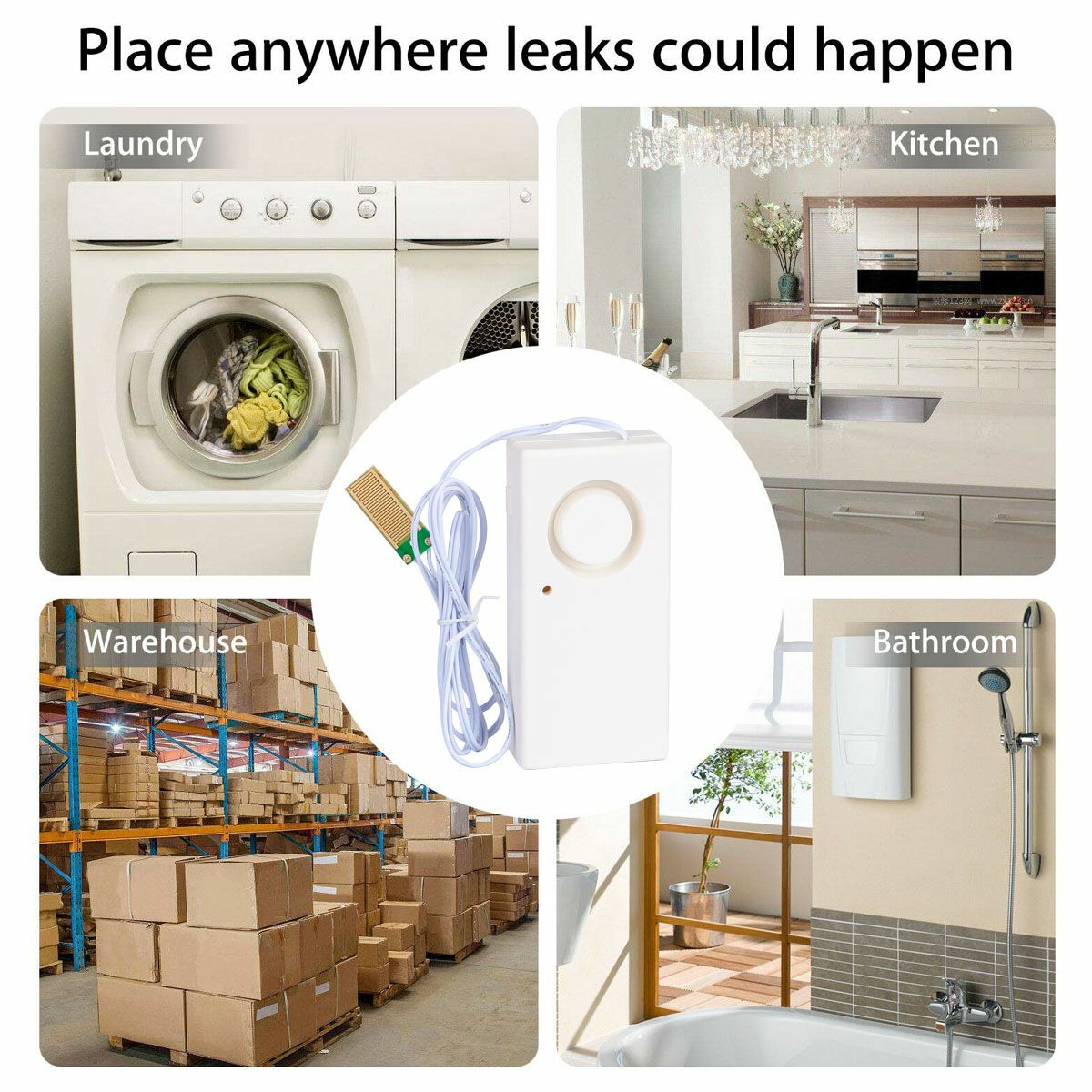 1/2/3x Water Leak Alarm Flood Level Overflow Detector Sensor Home Security Alert