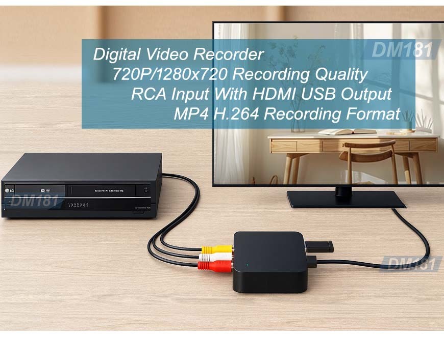 Premium Mini Digital Video Recorder W/ RCA AV Input 1080P Out MP4 Recording
