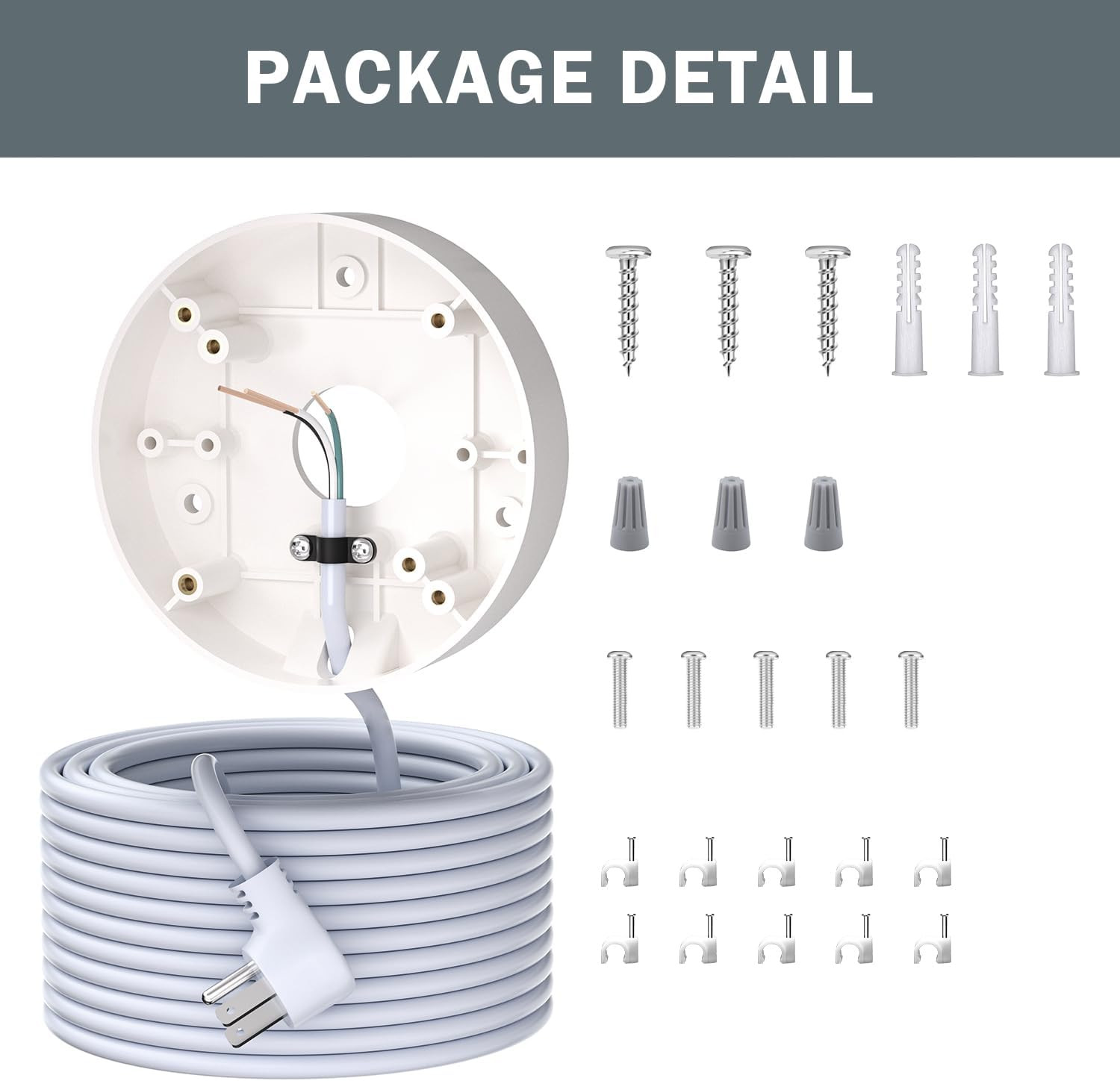 Plug-In Mount for Floodlight Cams with 30Ft/9M Weatherproof Power Cable for Floo
