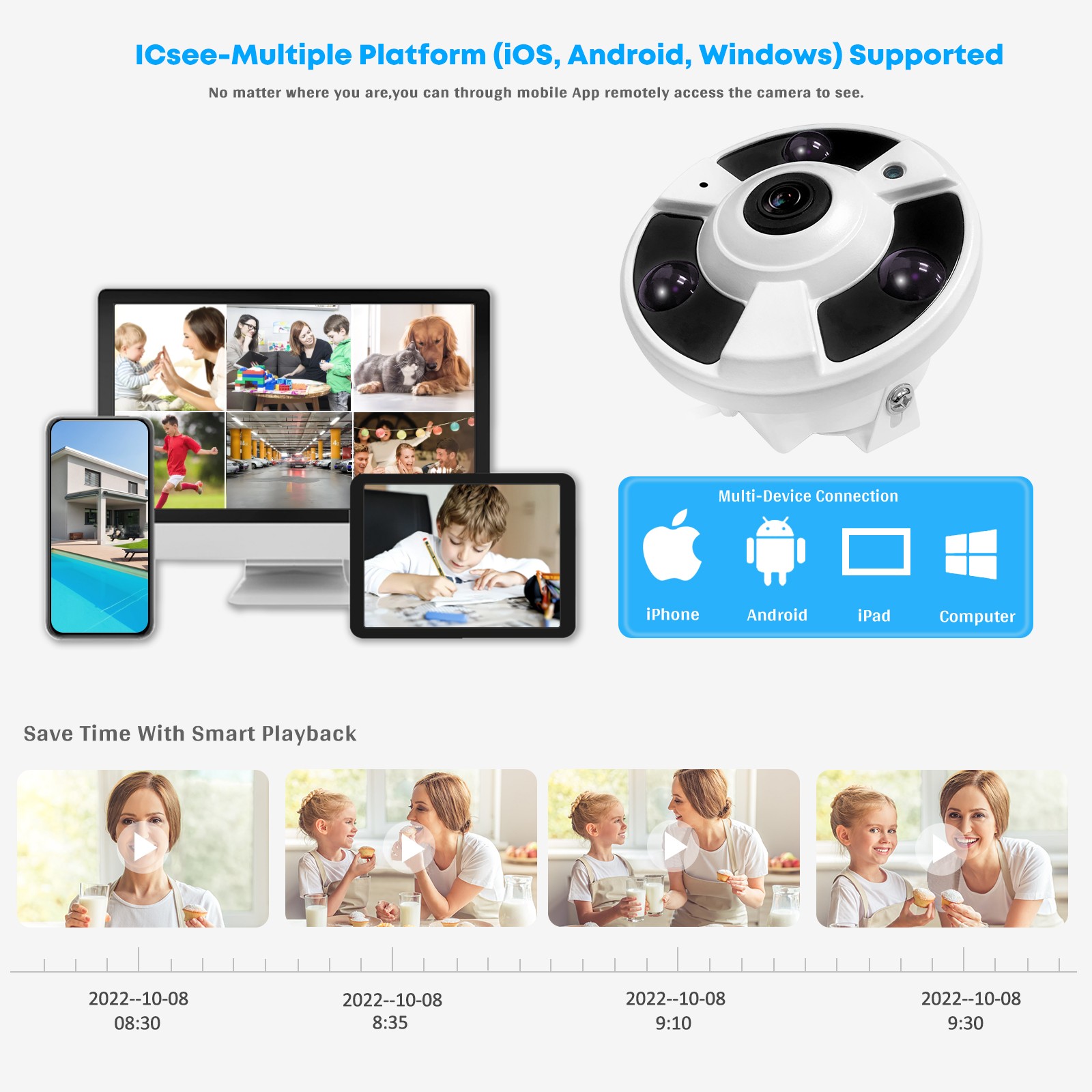 Eyessys 8MP/4MP 360° Panoramic Fisheye 1.8mm Lens Security POE Camera for NVR