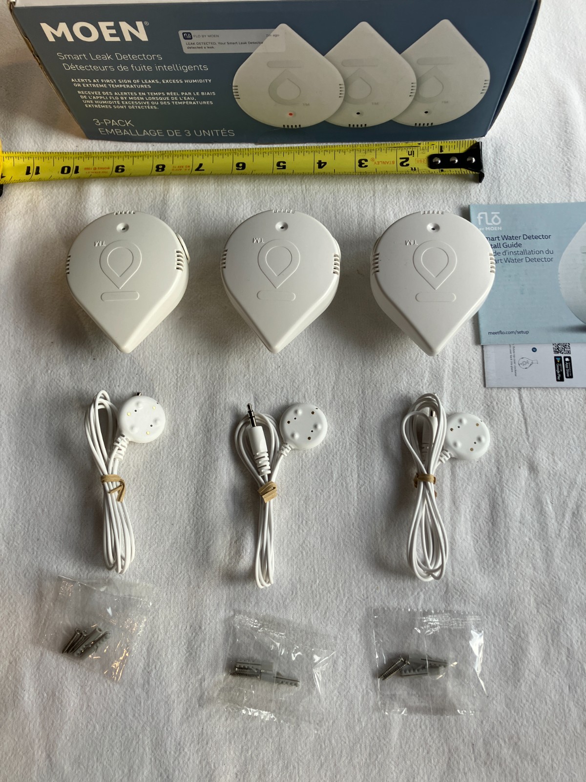 Moen 920-005 FLO Smart Phone Indoor Water Leak Detector, 3-Pack
