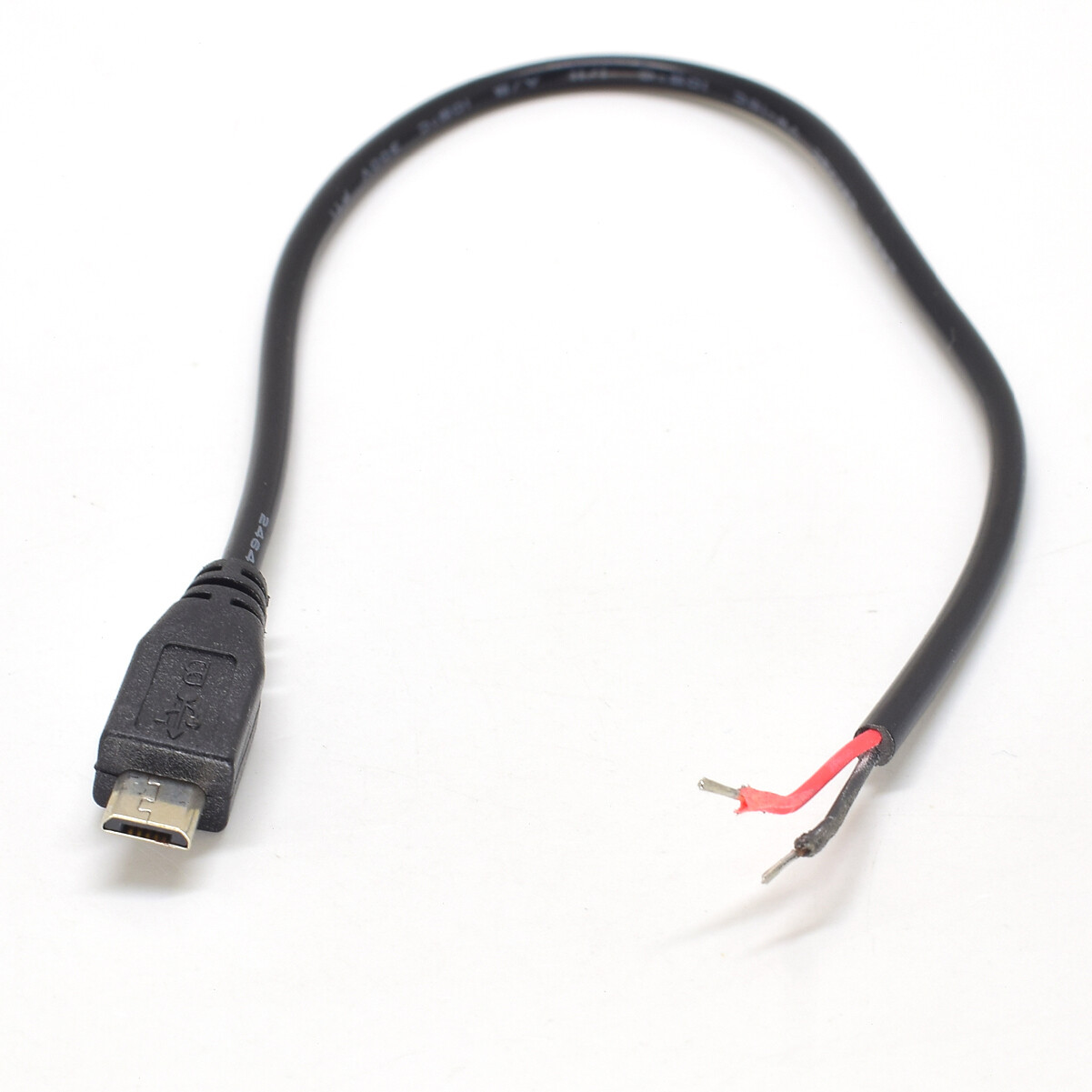 1pc 30cm Micro USB Male Plug Cable 2 wires Power Pigtail Cable Cord DIY