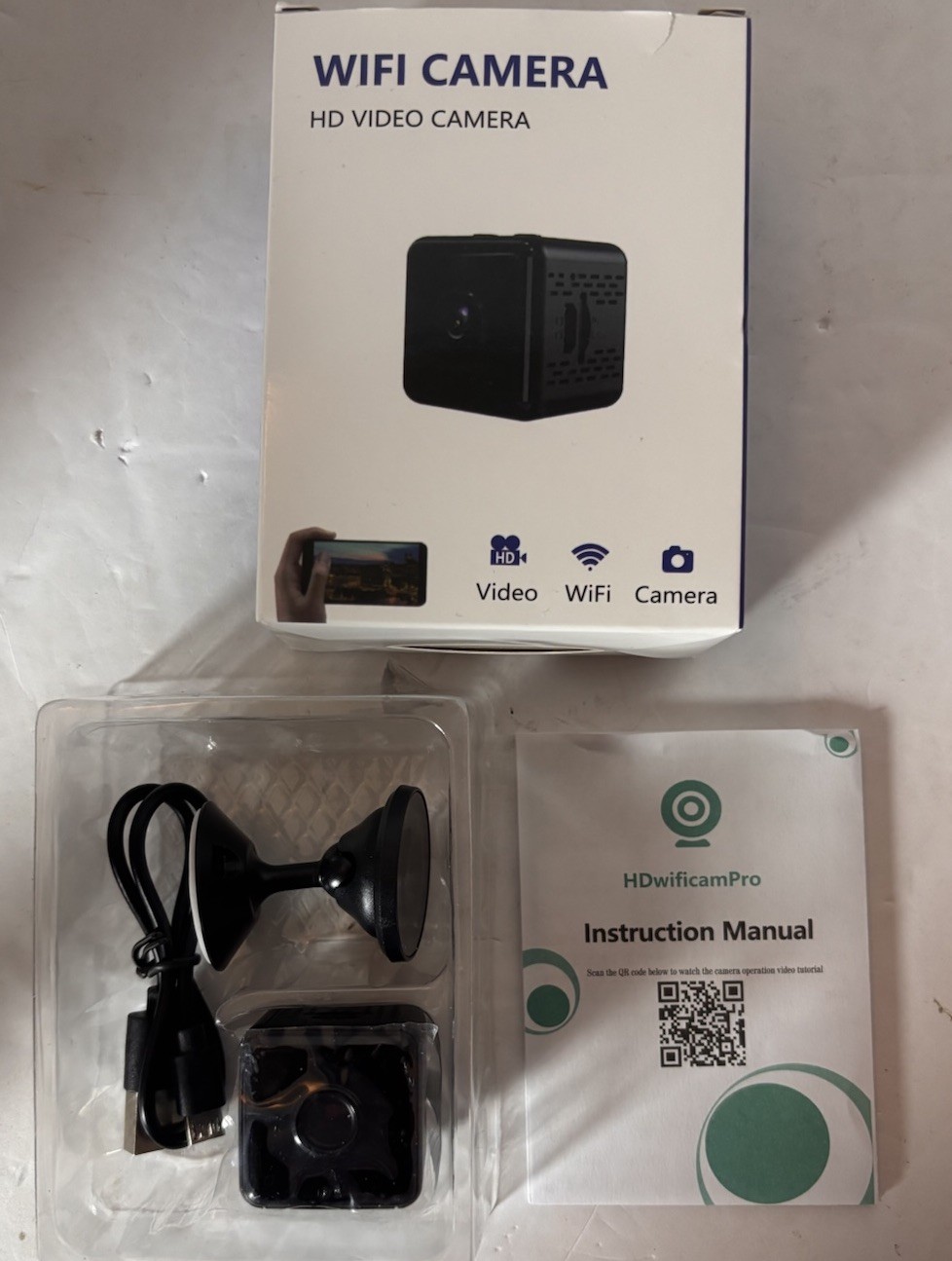 HD Wi-Fi Cube Camera, IP Network, Indoor, Color, USB Powered, Model HDwificamPro