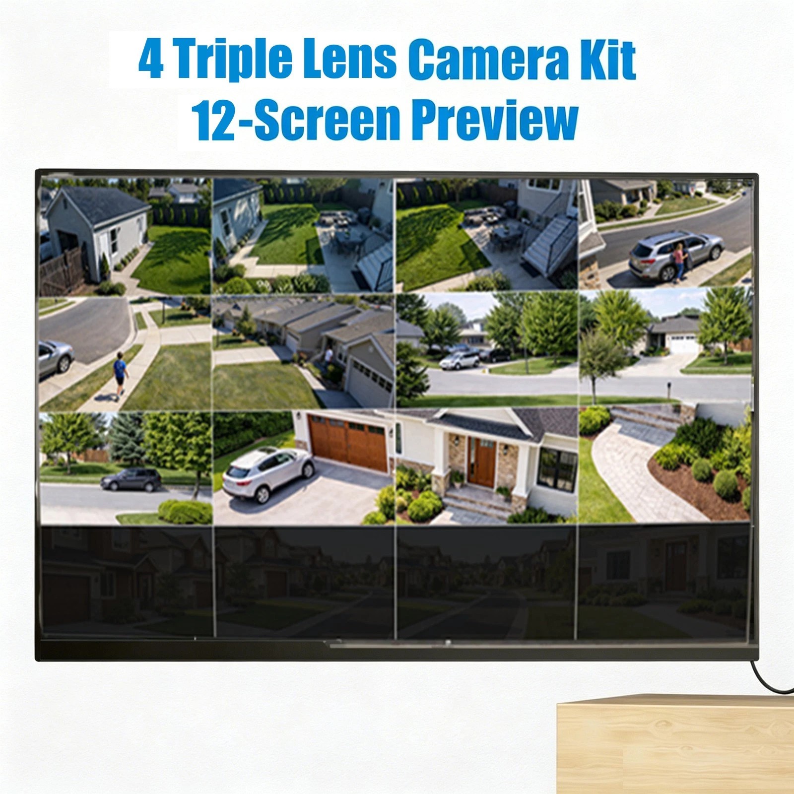 5G Wifi 10CH NVR Outdoor Wireless Security Camera System Triple Lens 2 Way Audio