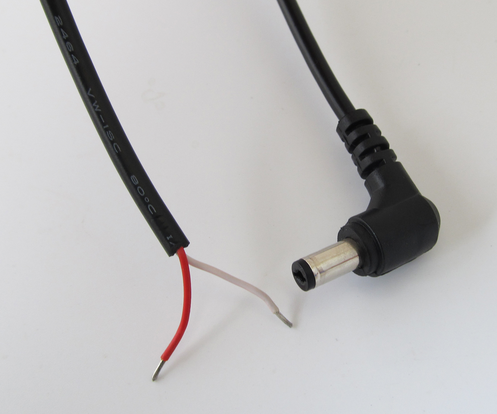 1pc 30cm/1ft 5.5×2.1mm 5521 CCTV DC Power Plug Right Angle 90D Single Cord Cable