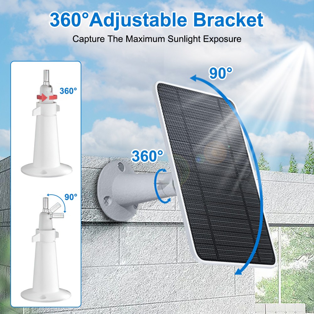 10W Solar Panel fr Eufy Cam Eufycam E/2C/E/2 Pro CCTV IP Camera Micro USB Type-C