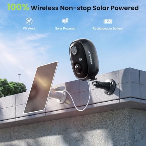Solar Security Cameras Wireless Outdoor, 2.4G WiFi Wi-Fi Solar Cam – 2 Pack