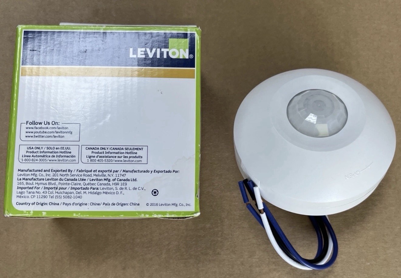 Leviton ODC0S-I1W Self-Contained Ceiling-Mount Occupancy Sensor – Watt 120V