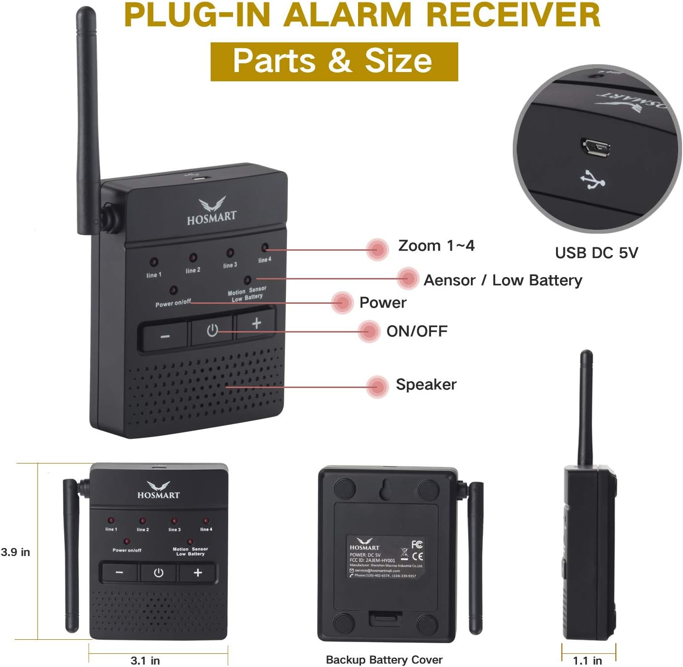 1/2 Mile Hosmart Driveway Alarm Wireless Sensor System & Driveway Sensor Alert S