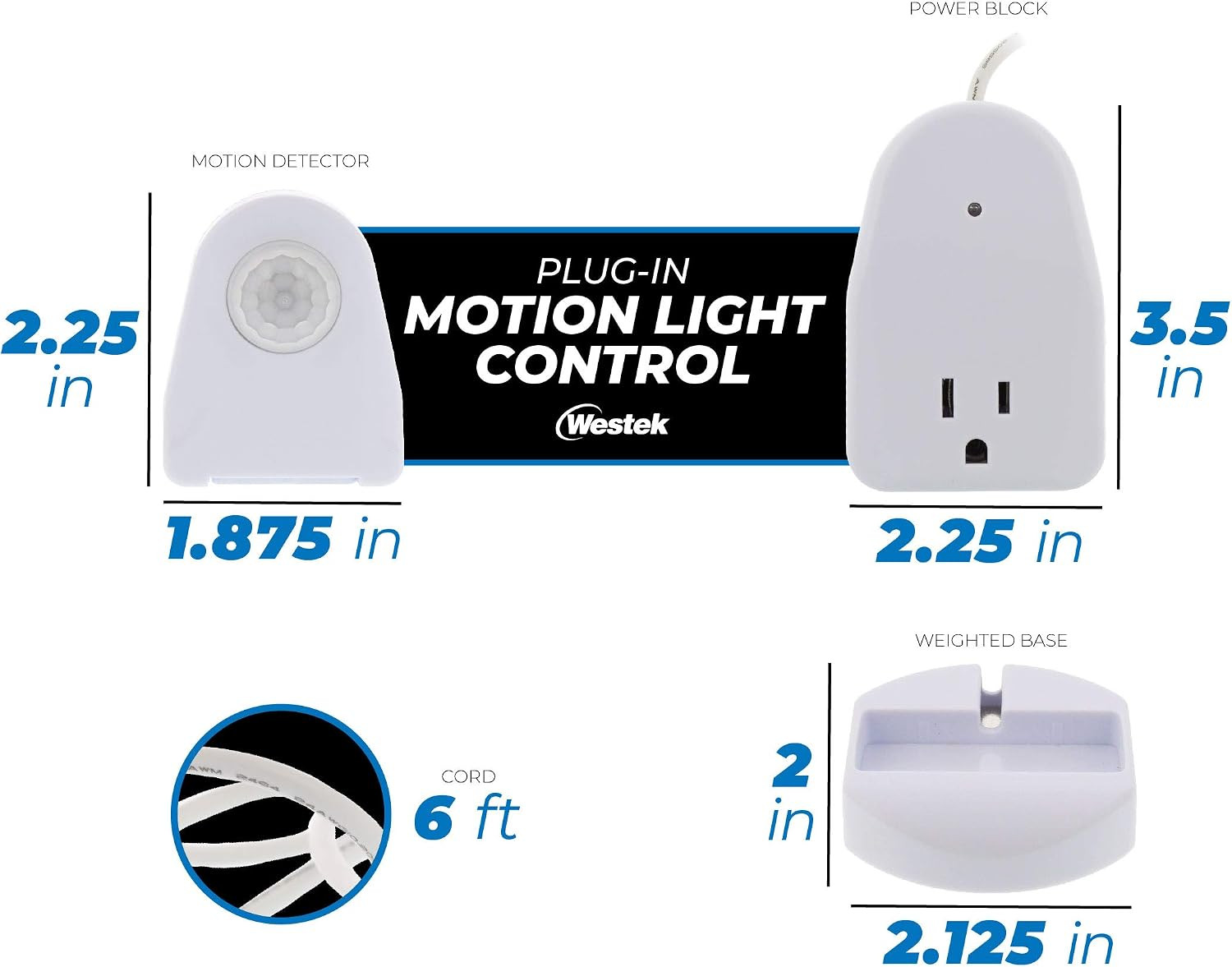 MLC12BC-4 Indoor Plug-In Corded Motion Activated Light Control, Single, White