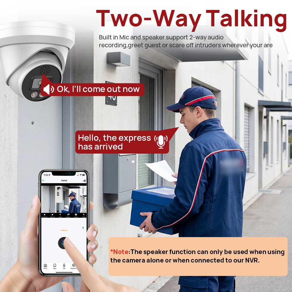 10pcs Vikylin 6MP IP Camera POE Outdoor IR 30m 2Way Audio Outdoor NDAA compliant