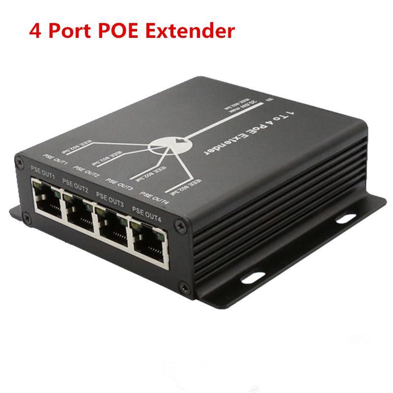 4 Ports POE Ethernet Extender IEEE802.3af Distance 120m For CCTV IP Cameras