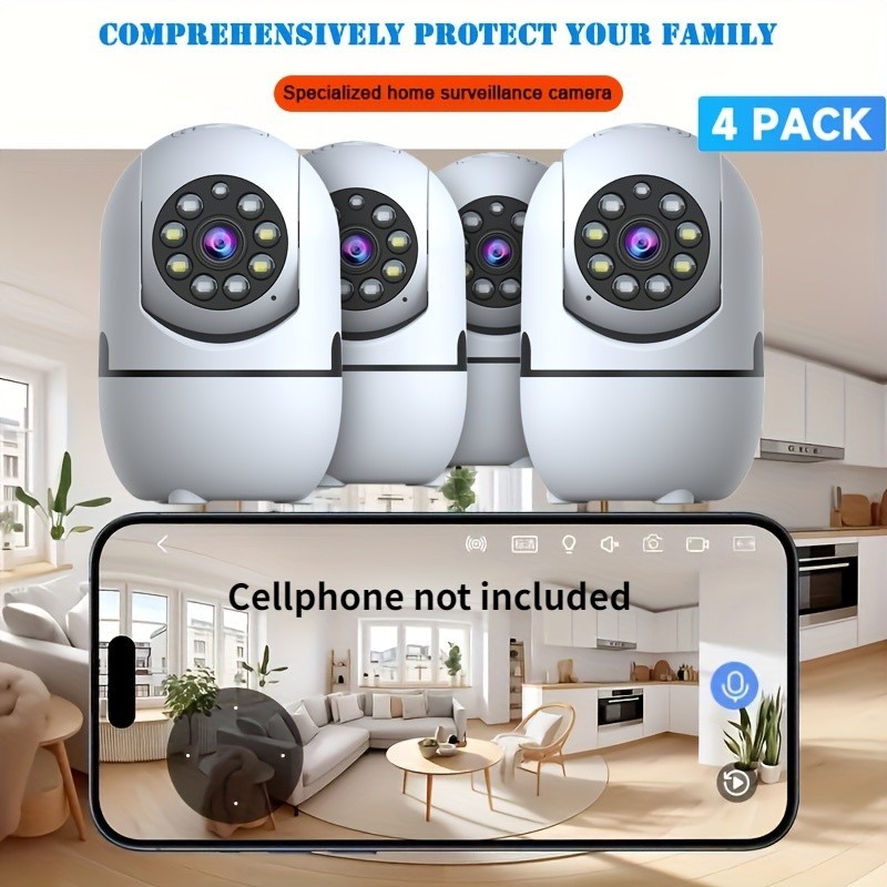 Essential Adaptable Stable Easy to Install 4PCS Indoor Wireless Security Cameras