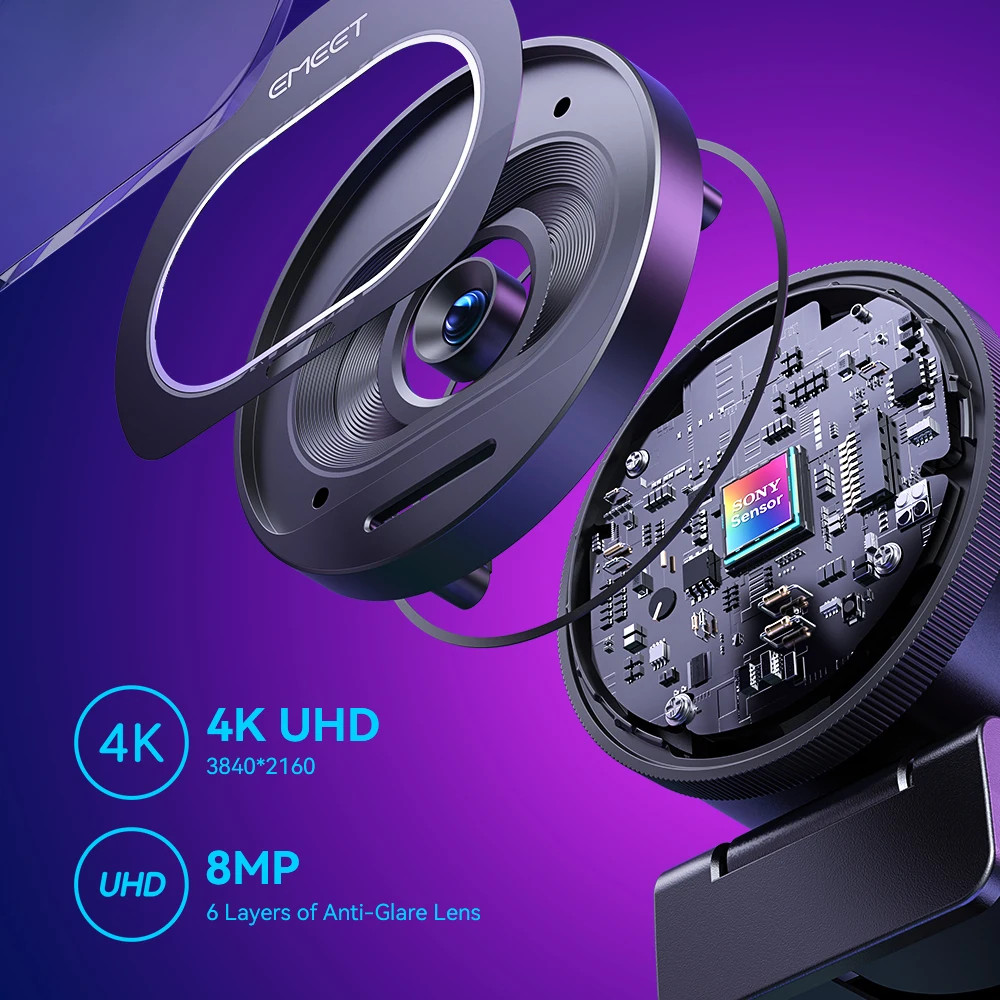 Webcam 4K Streaming Web Camera 1080P 60FPS USB Camera EMEET S600 Autofocus Livin