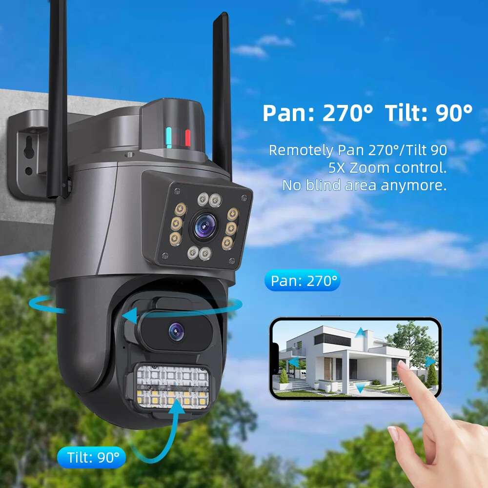 8MP PTZ WiFi Dual Screen Color Night Vision Outdoor 4MP HD Security CCTV Camera